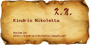 Kindris Nikoletta névjegykártya