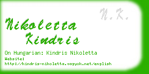 nikoletta kindris business card